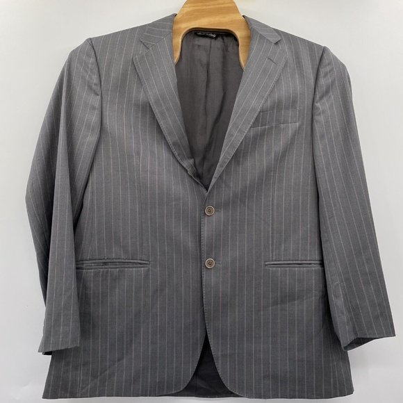 Ermenegildo Zegna Men's 44 Regular Traveller Gray Striped Wool Silk Blend Blazer - Picture 1 of 4